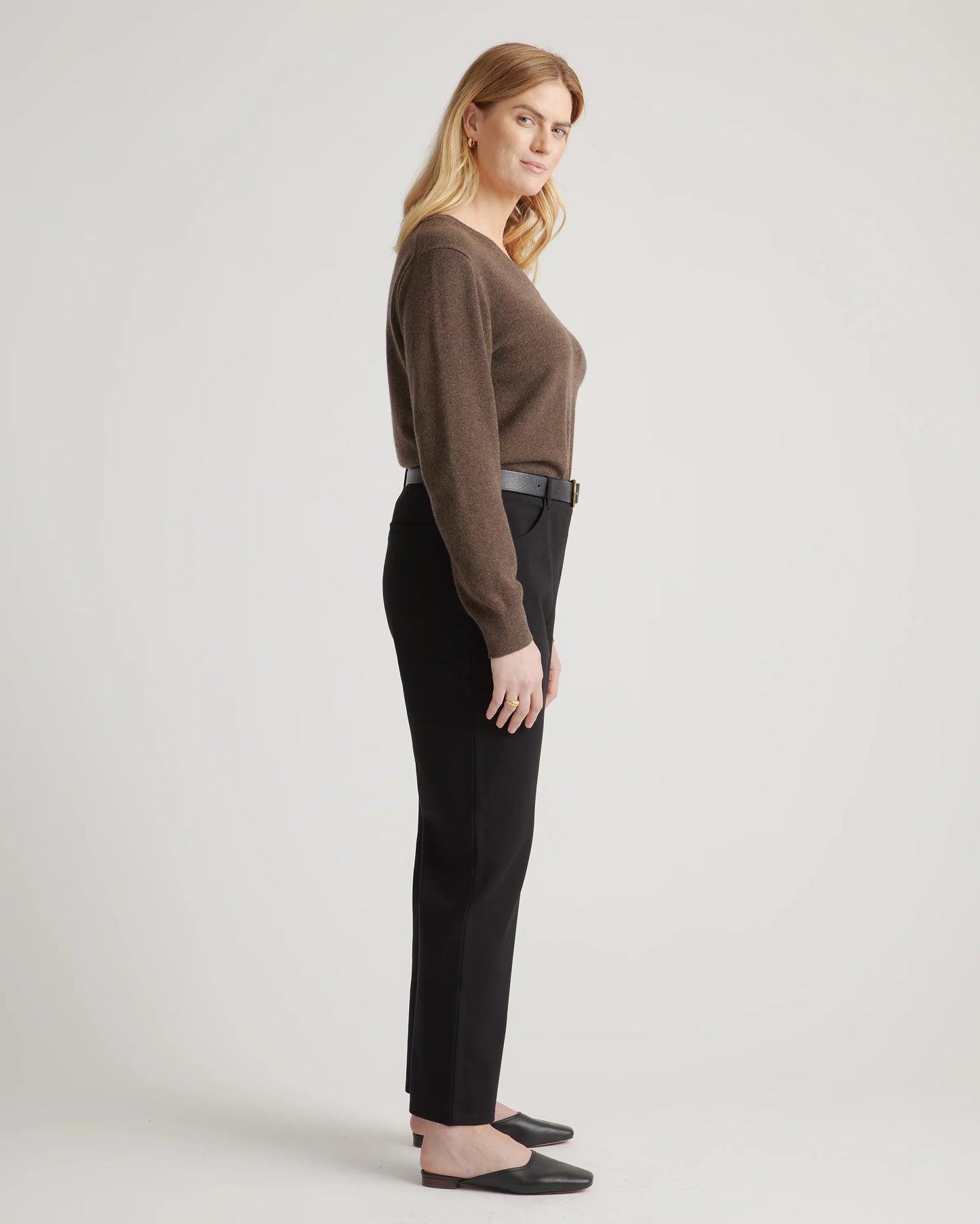 Ultra-Stretch Ponte Straight Leg 4-Pocket Pants - XS / Navy