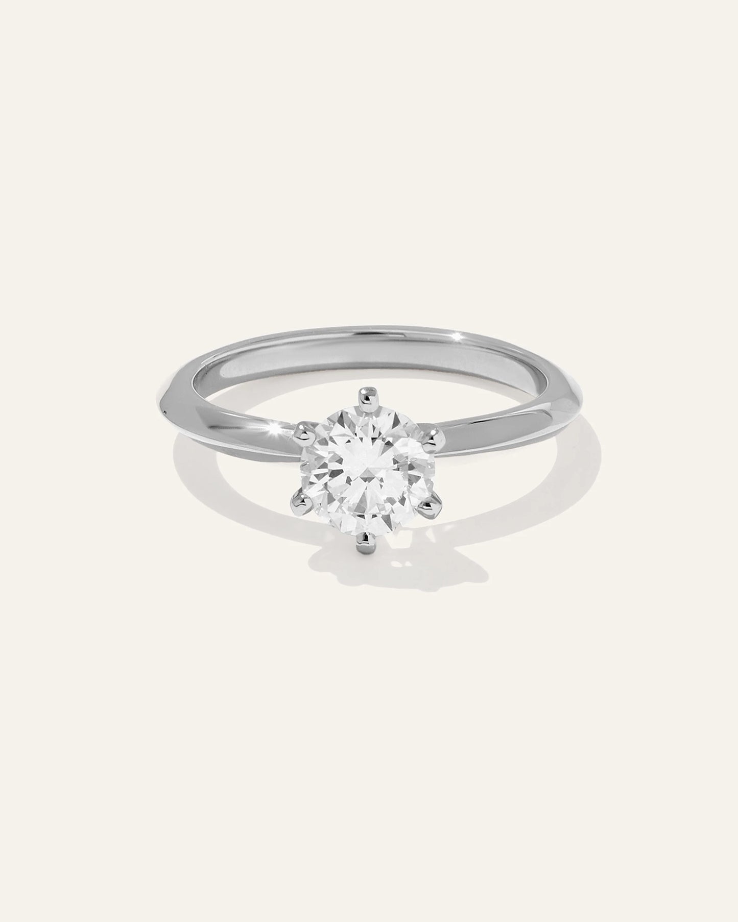 Lab Grown Diamond Round Six Prong Knife Edge Engagement Ring - 1ct - 4 / Yellow Gold
