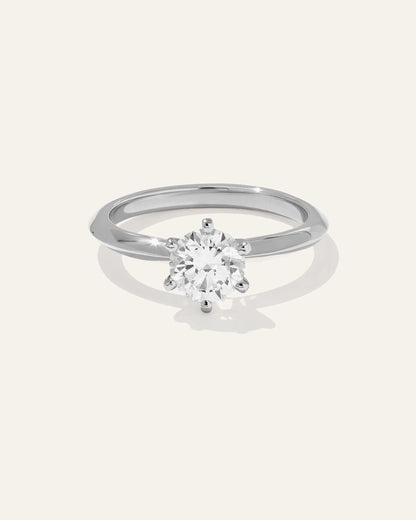 Lab Grown Diamond Round Six Prong Knife Edge Engagement Ring - 1ct - 4 / Yellow Gold
