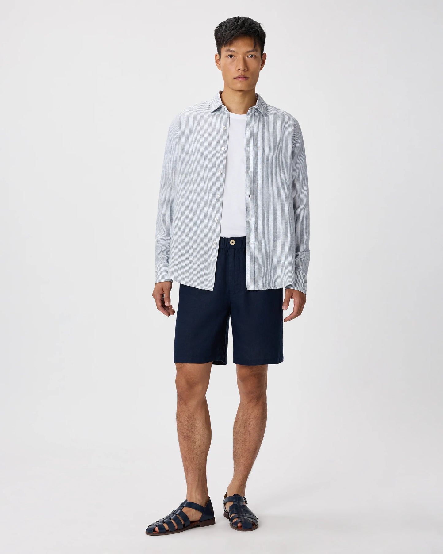 100% European Linen Relaxed Long Sleeve Shirt - XS / Flax