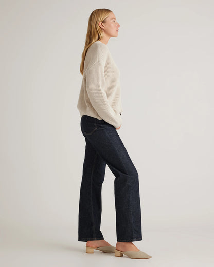 100% Organic Cotton Fisherman Boxy Cropped Cardigan - XS / Sapphire Blue