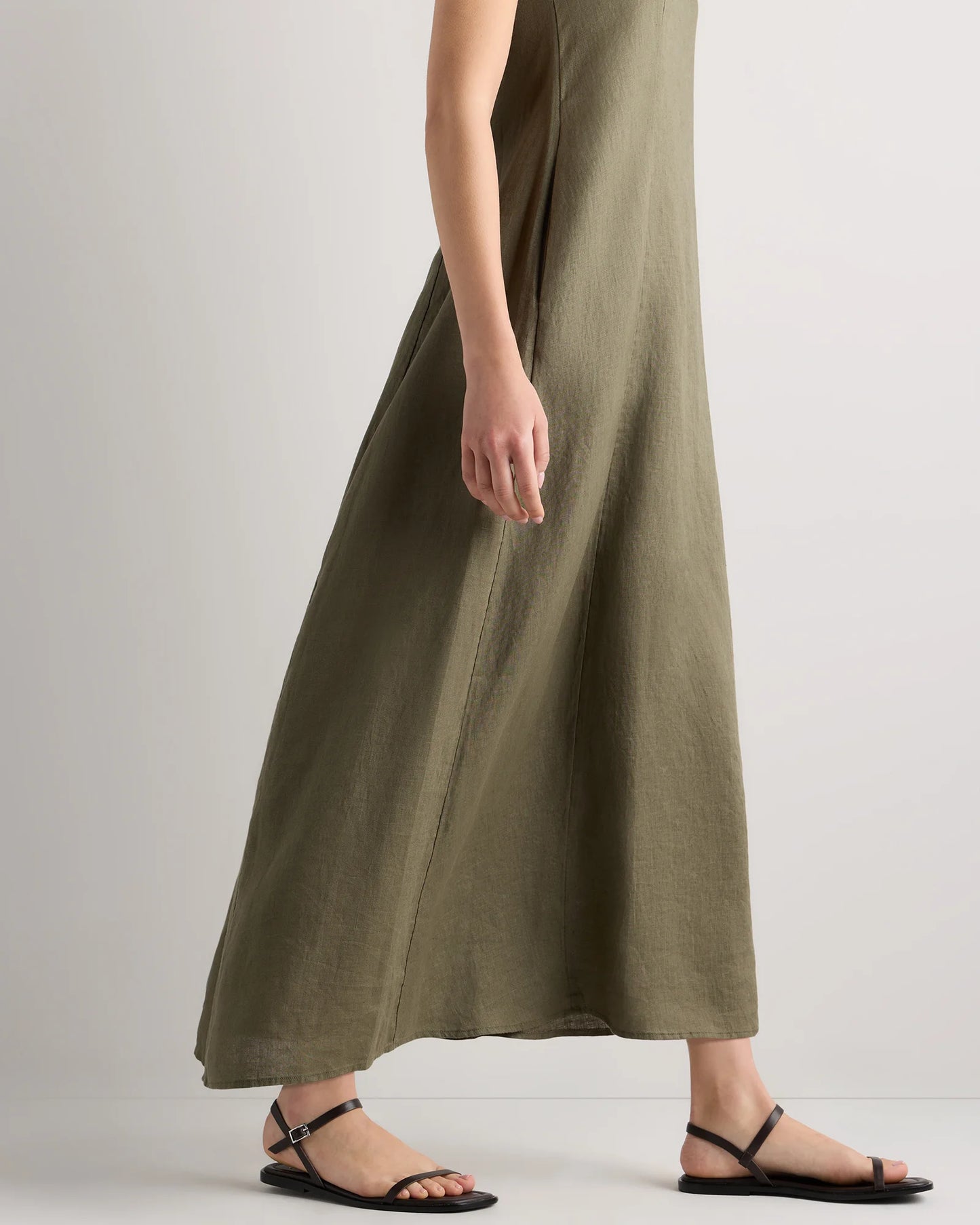 100% European Linen Strapless Maxi Dress - XS / Brick Red Heirloom Floral