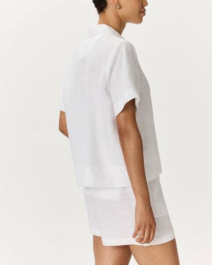 100% European Linen Short Sleeve Shirt - XS / Moonstone Blue