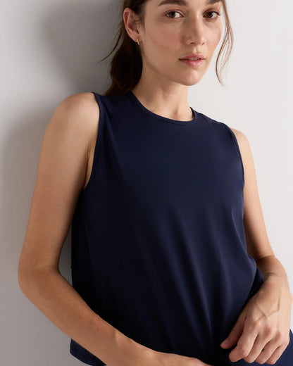 Essential Run Cropped Muscle Tank - XS / Deep Navy