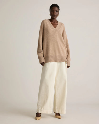 Mongolian Cashmere Oversized V-Neck Sweater - XS / Elk Brown