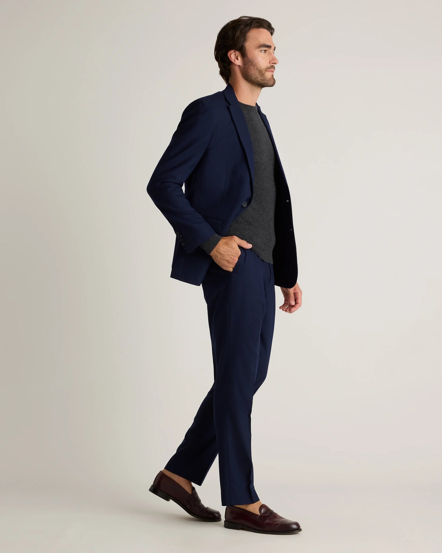 Stretch Wool Dress Pants - Slim - 30X30 / Grey Melange