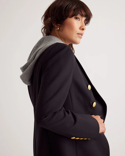 100% Mongolian Cashmere Hoodie Blazer Insert - XS/S/M / Black