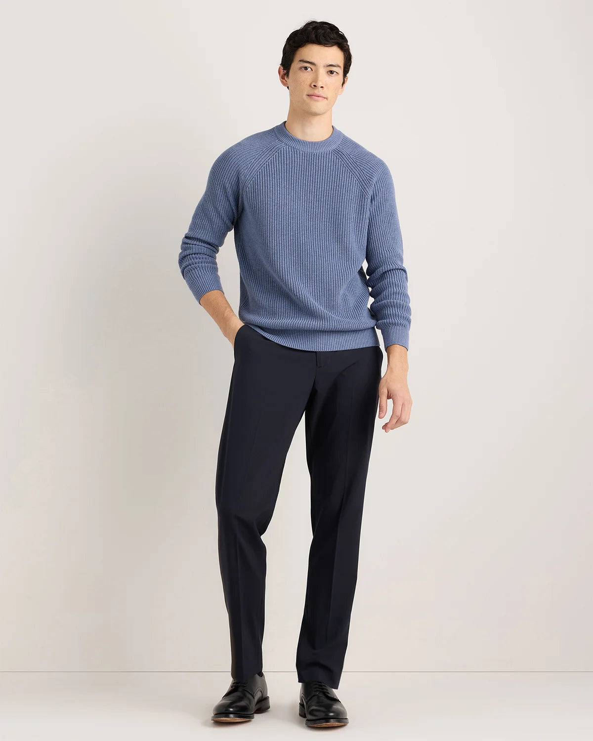 100% Organic Cotton Ribbed Crewneck Sweater - XS / Bahia Blue