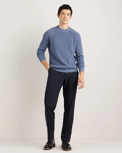 100% Organic Cotton Ribbed Crewneck Sweater - XS / Bahia Blue
