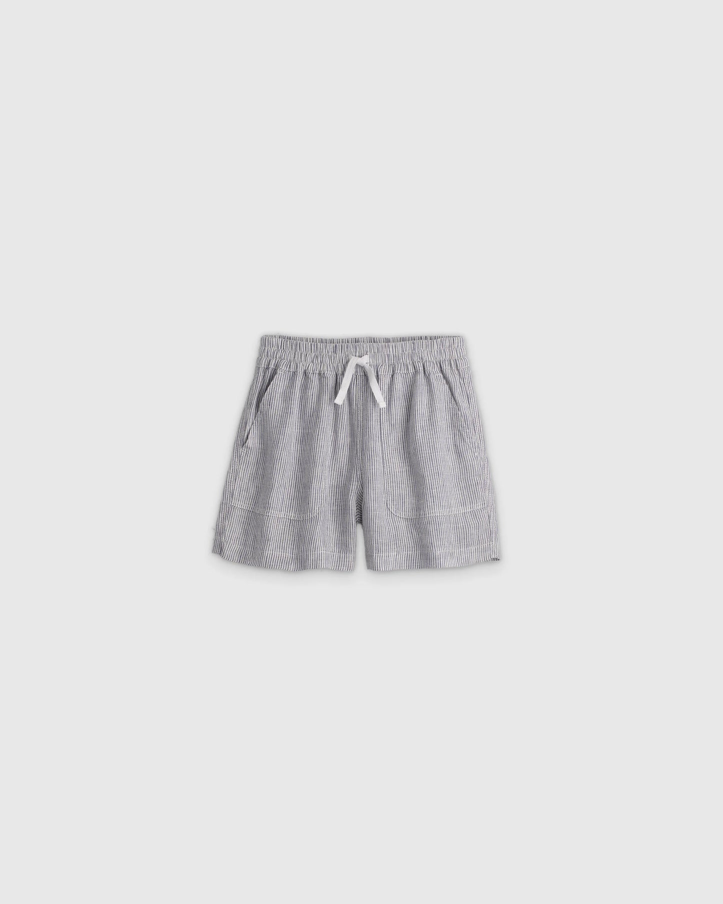 100% European Linen Drawstring Shorts - 2T / Vintage Pink Chambray