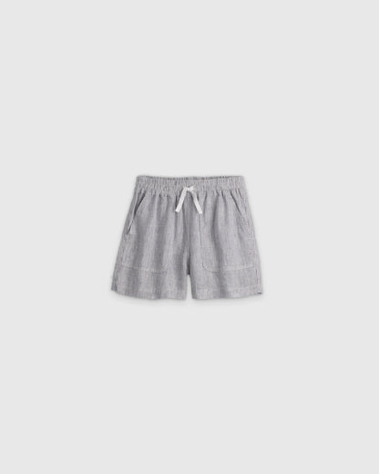 100% European Linen Drawstring Shorts - 2T / Vintage Pink Chambray
