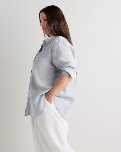 100% European Linen Long Sleeve Shirt - 1X / Flax