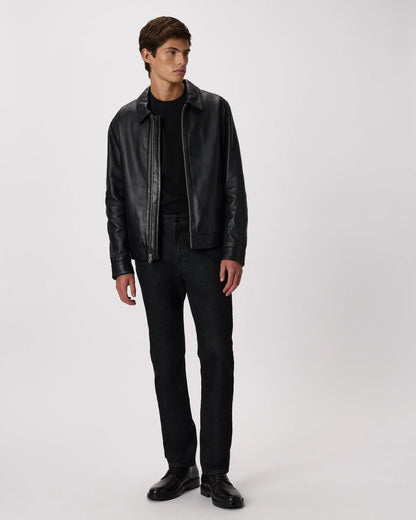 100% Leather Harrington Jacket - S / Dark Cognac Brown
