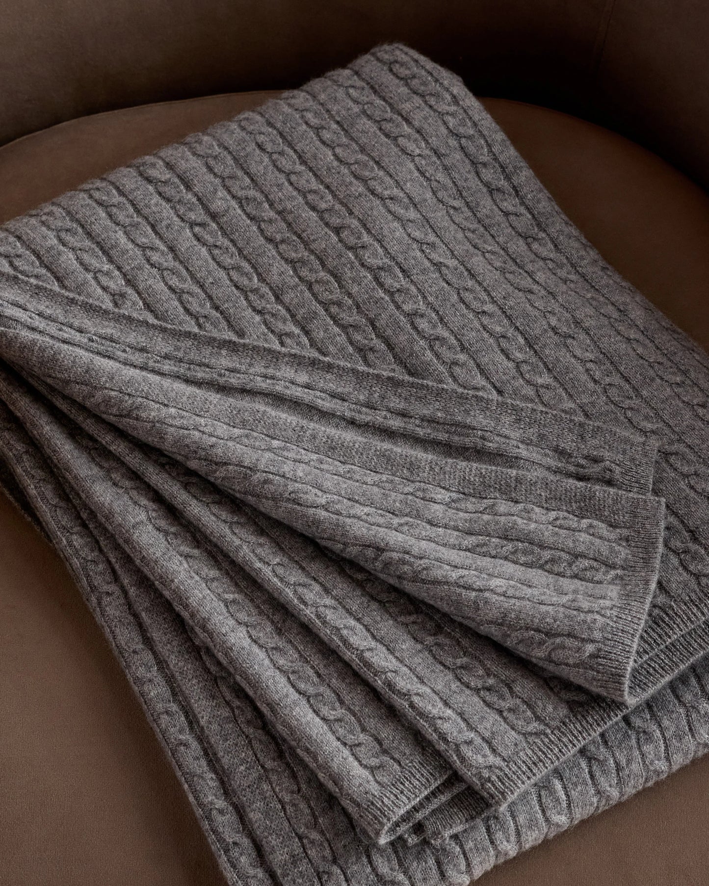 Cable Knit Cashmere Throw - 50x70 / Limoncello