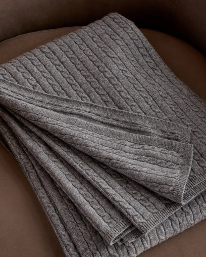 Cable Knit Cashmere Throw - 50x70 / Limoncello