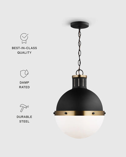 Industrial Shaded Globe Pendant - 13" / Brass
