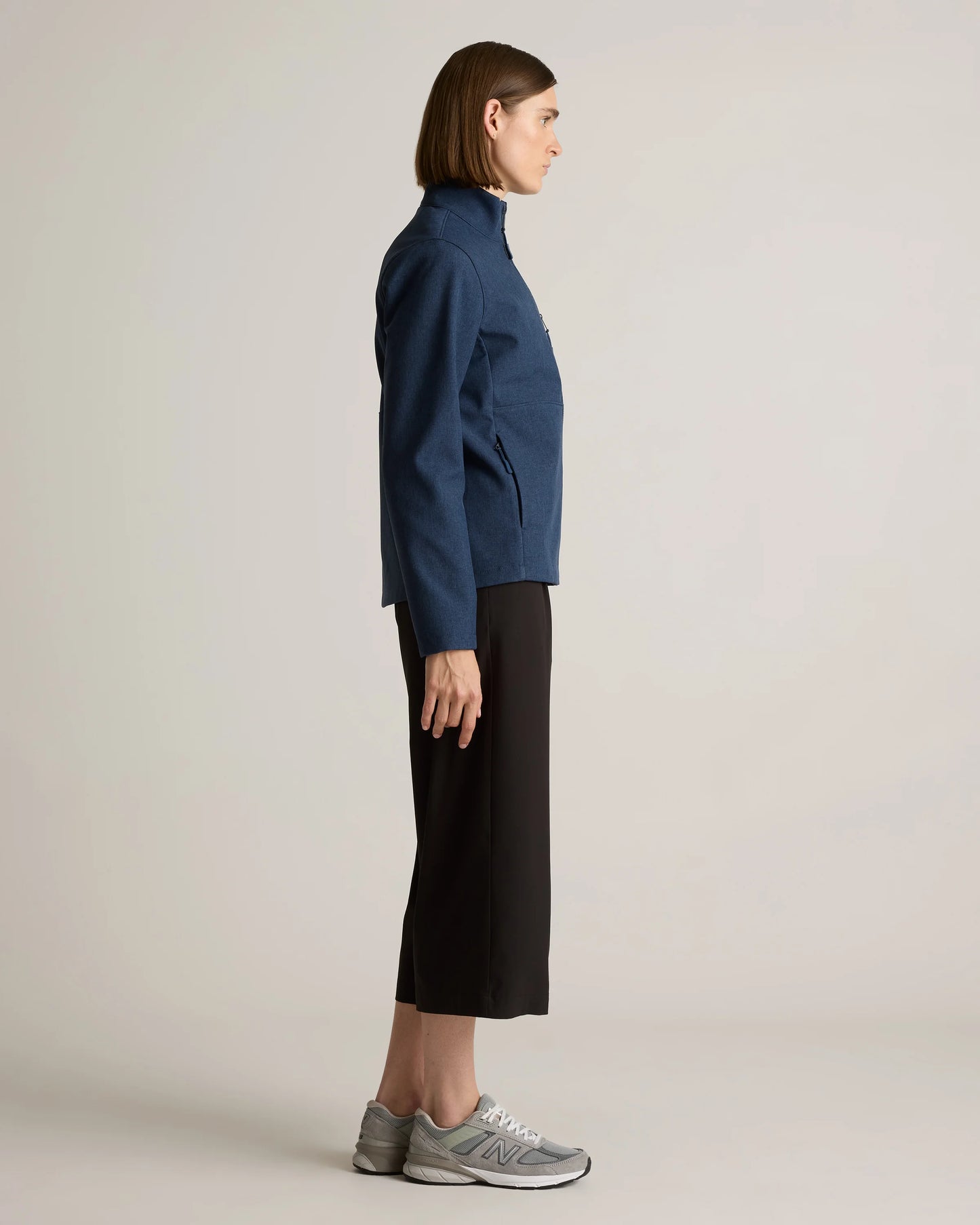 Softshell Fleece-Lined Full-Zip Jacket - XS / Heather Deep Navy