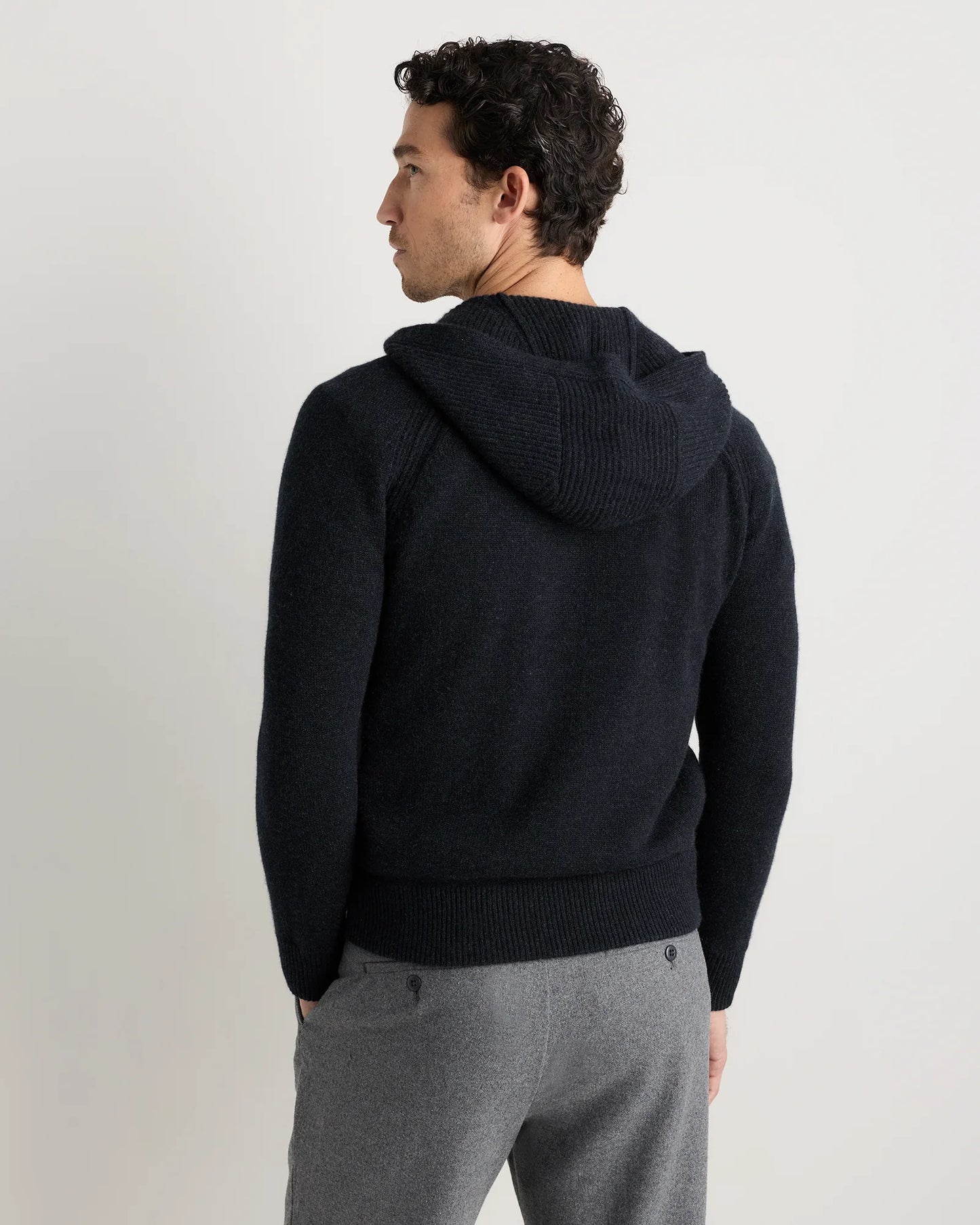 Luxe Baby Cashmere Bomber Hoodie - S / Heather Pewter