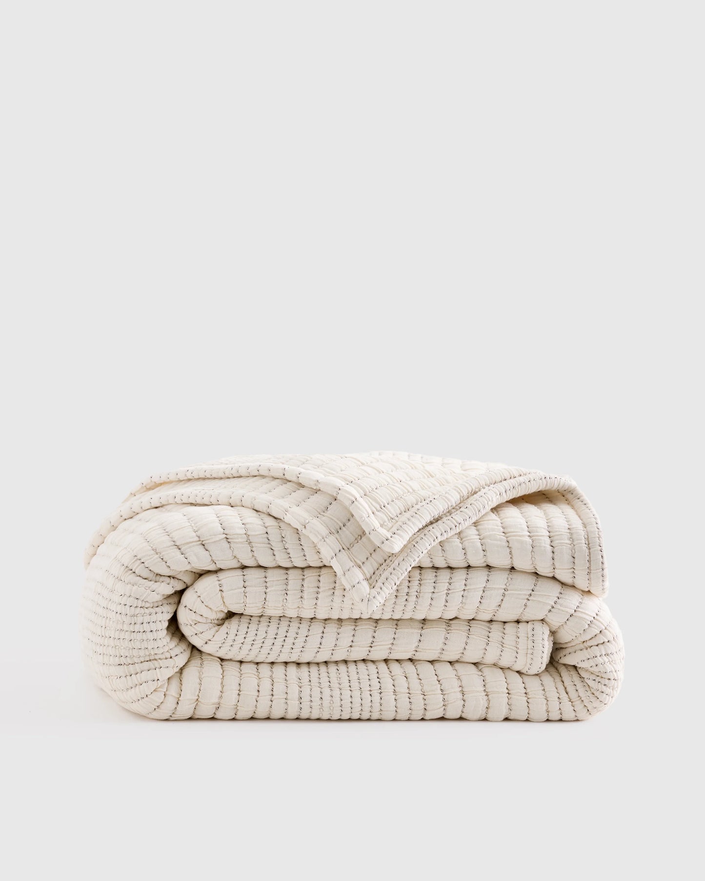 Organic Cotton Channel Stitch Coverlet - Twin / Coral Pink