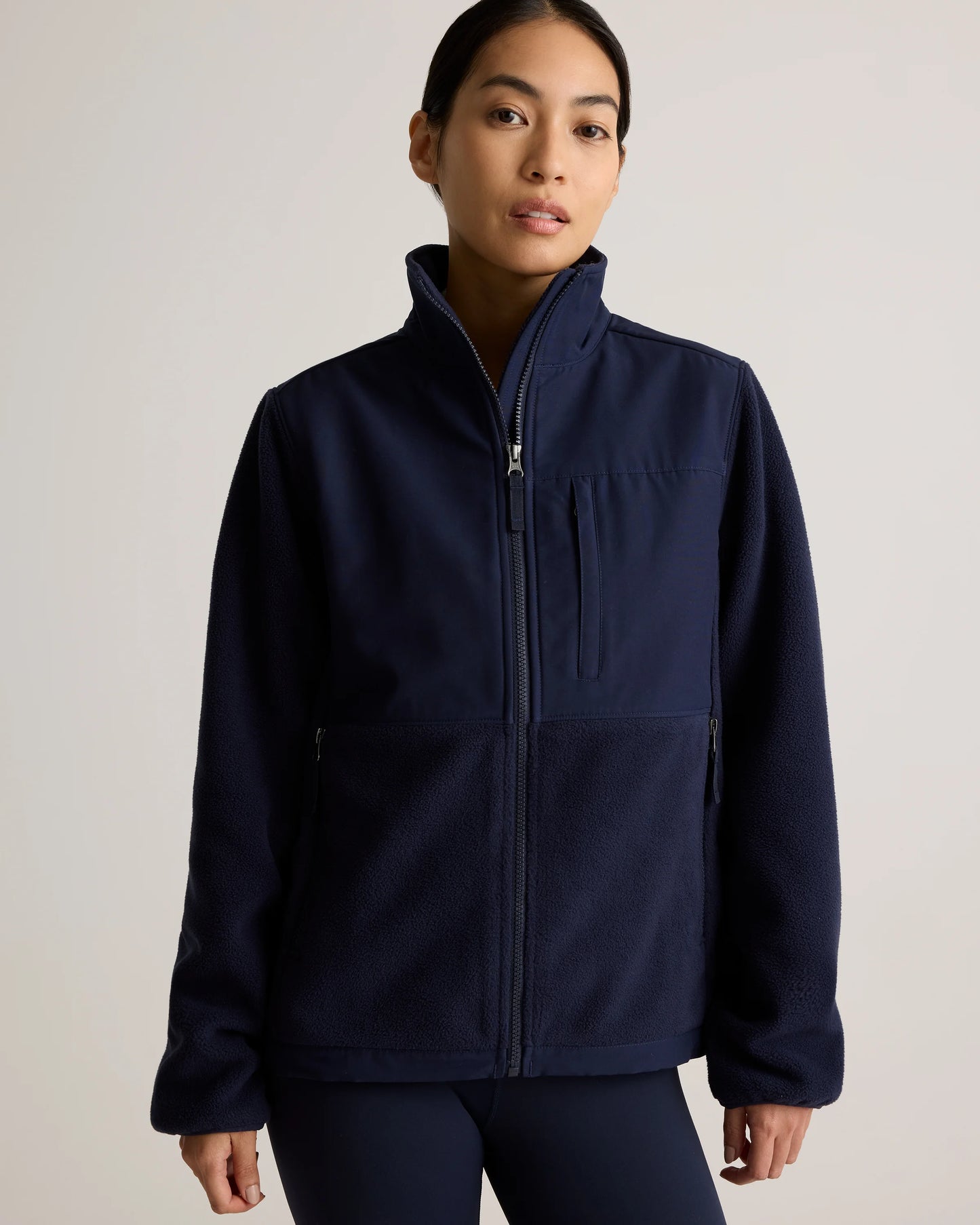 Polar Fleece Full-Zip Jacket - XS / Gravel/Bold Black
