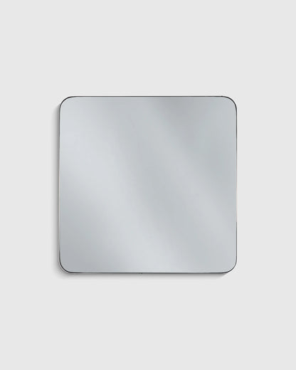 Square Metal Framed Wall Mirror - One Size / Black Metal Frame