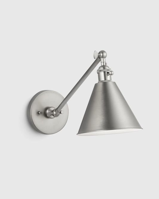 Articulating Single Arm Steel Wall Sconce - One Size / Silver