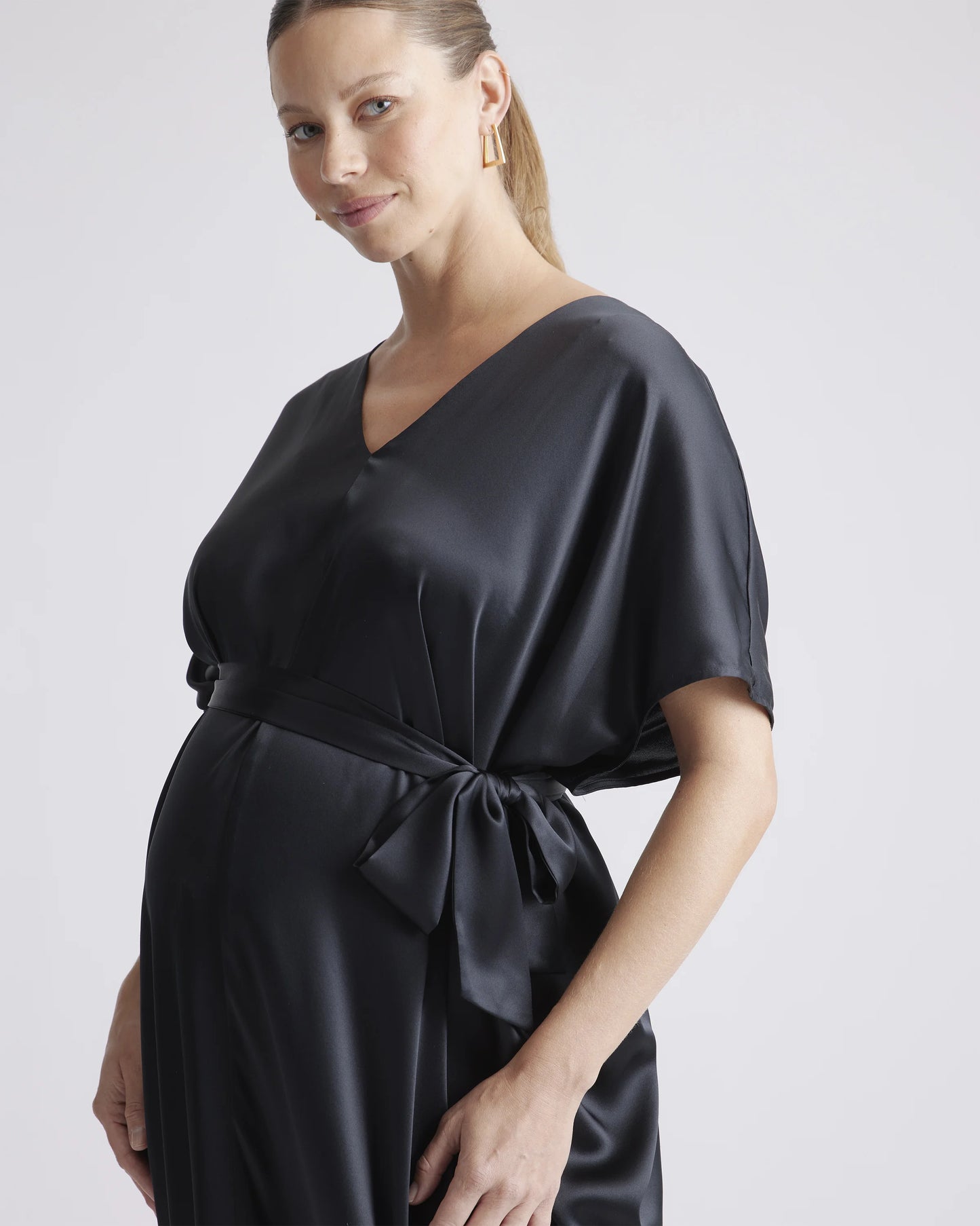 100% Washable Silk Maternity Dress - XS / Black