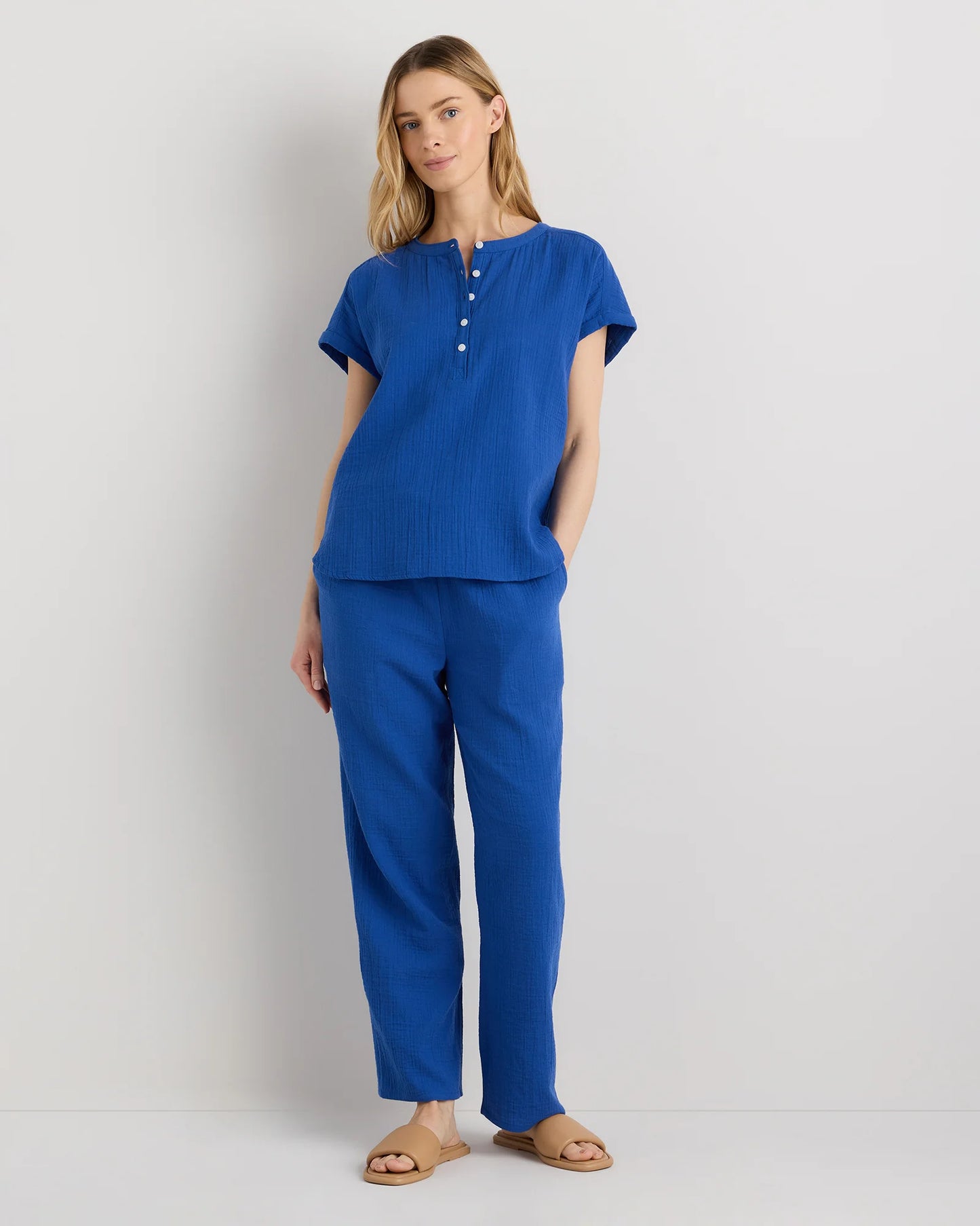 100% Organic Cotton Gauze Roll Sleeve Shirt - XS / Spiced Orange