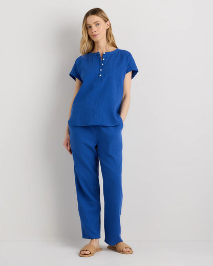 100% Organic Cotton Gauze Roll Sleeve Shirt - XS / Spiced Orange