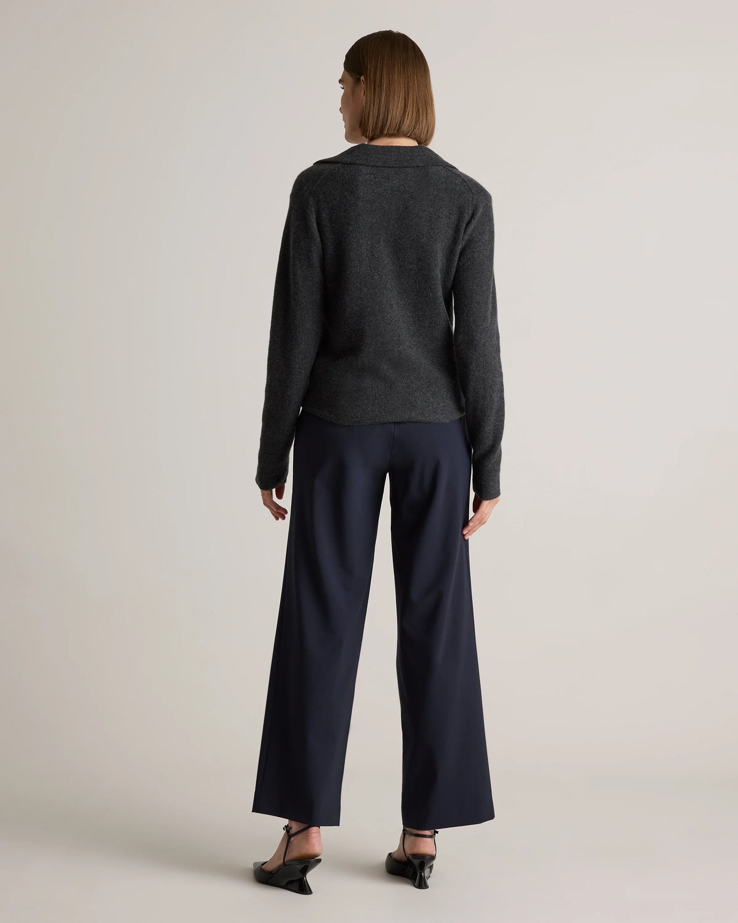 Mongolian Cashmere Collared Cardigan - XS / Heather Charcoal