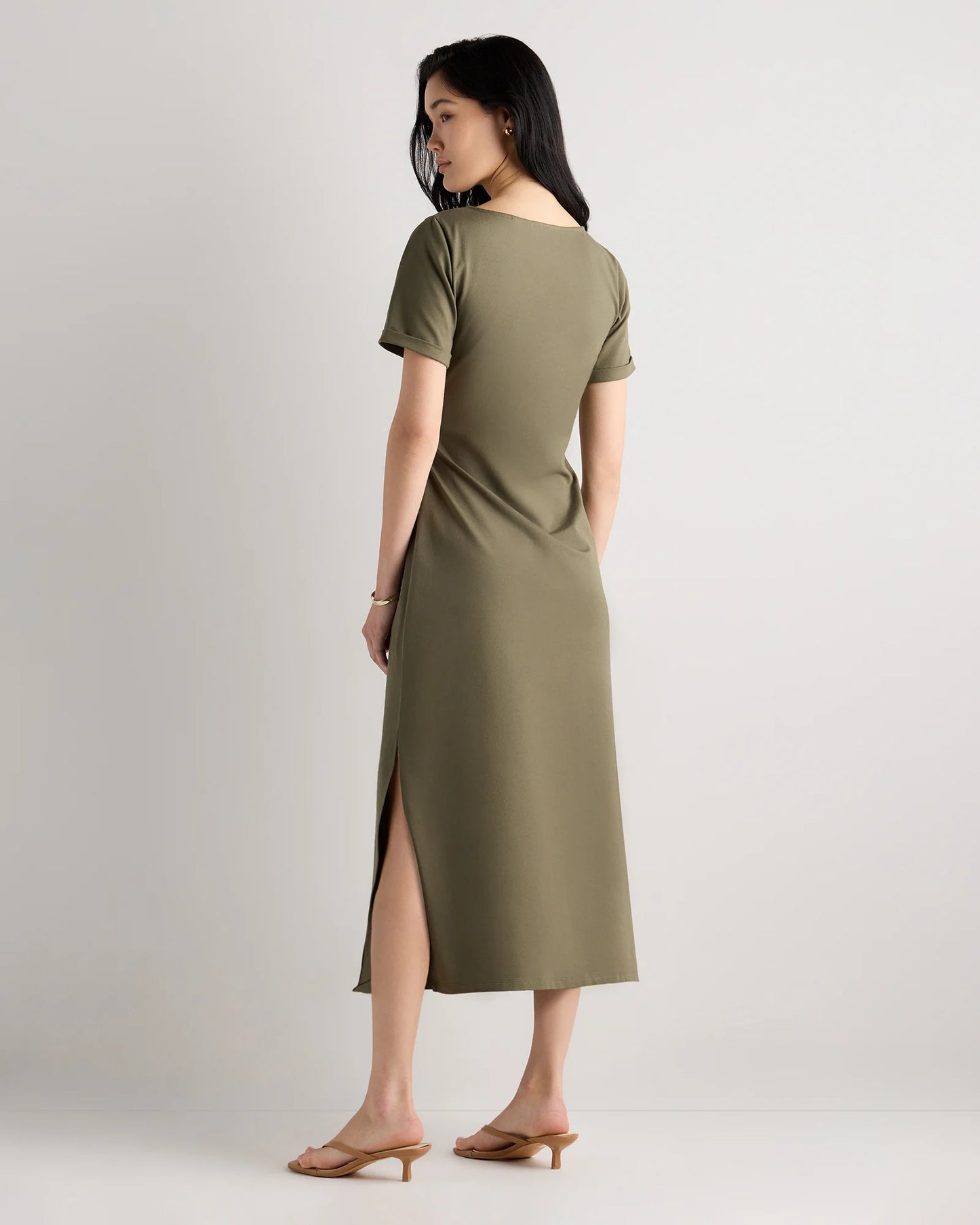 Stretch Cotton Jersey Side Tie Midi Dress - XS / Spiced Orange