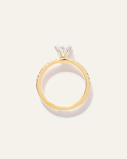 Lab Grown Diamond Marquise Petite Pave Engagement Ring - 1.5ct - 4 / Yellow Gold