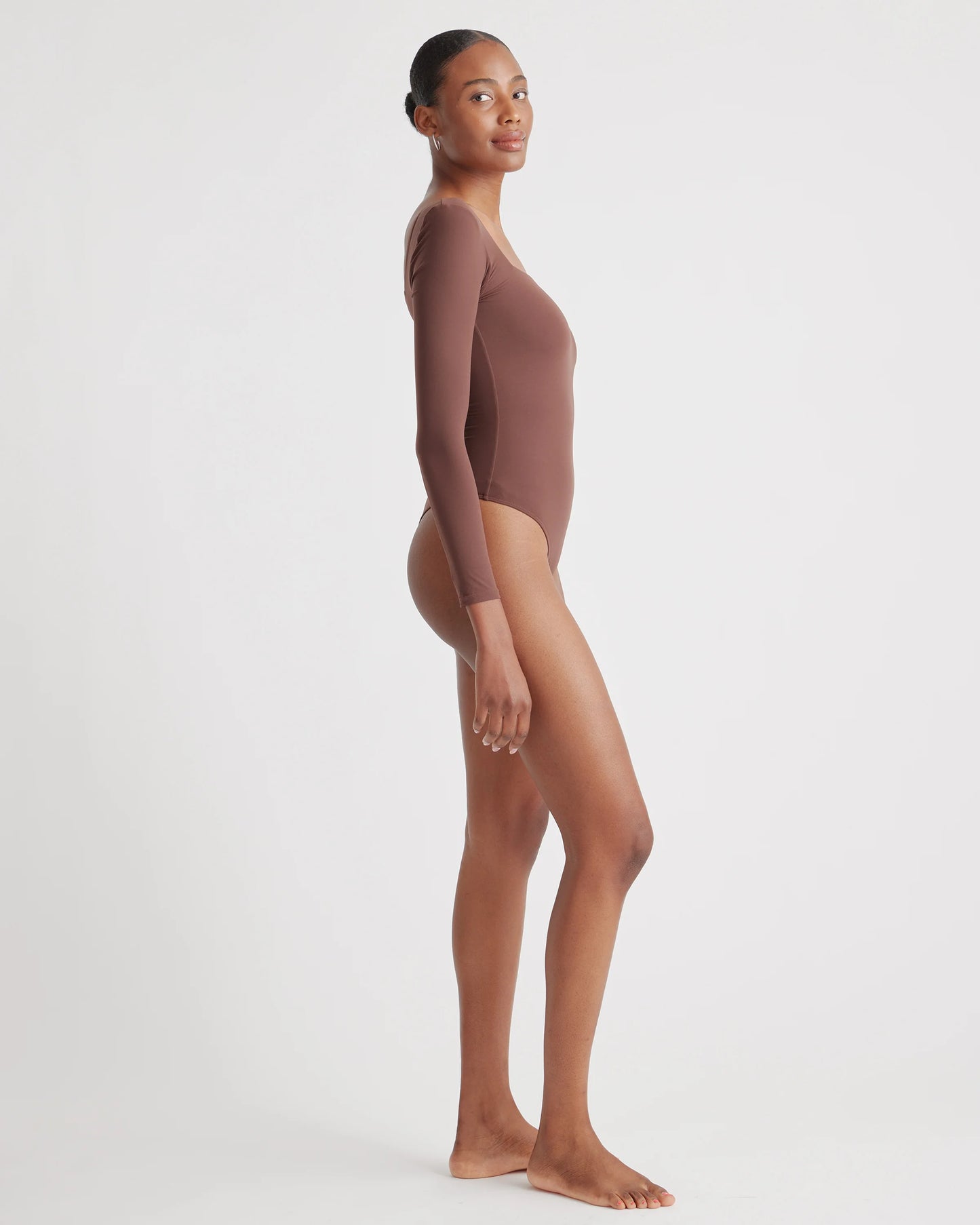 Second Skin Square Neck Long Sleeve Bodysuit - XS / Black