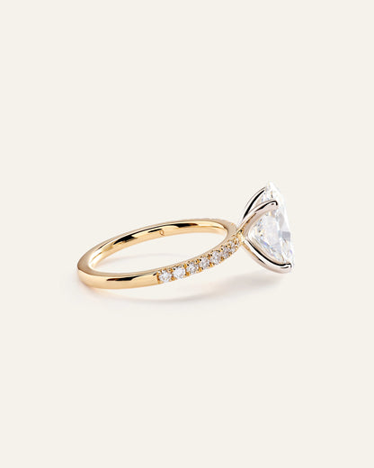 Lab Grown Diamond Oval Petite Pave Engagement Ring - 3ct - 4 / Yellow Gold