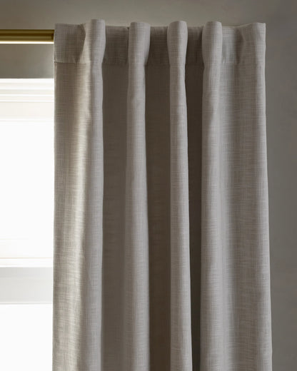 Textured Cotton True Blackout Curtain - 48x84 / White