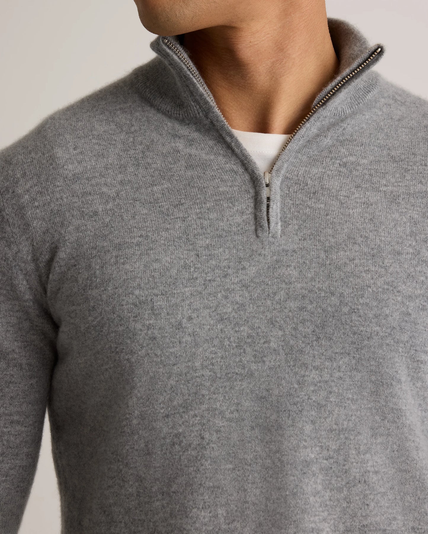 Mongolian Cashmere Quarter Zip Sweater - S / Olive Twist