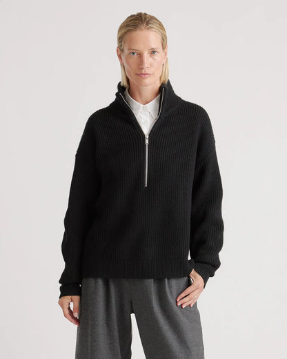 Australian Merino Wool Half Zip Sweater - XS / Heather Grey