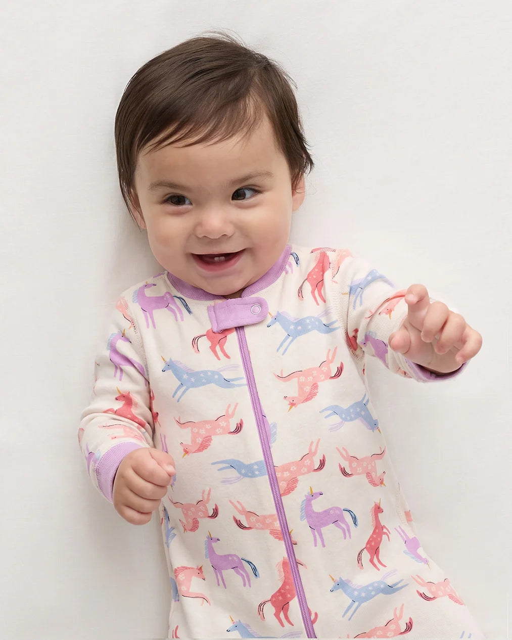 100% Organic Cotton One Piece Pajama - 0-3M / Navy Stripe