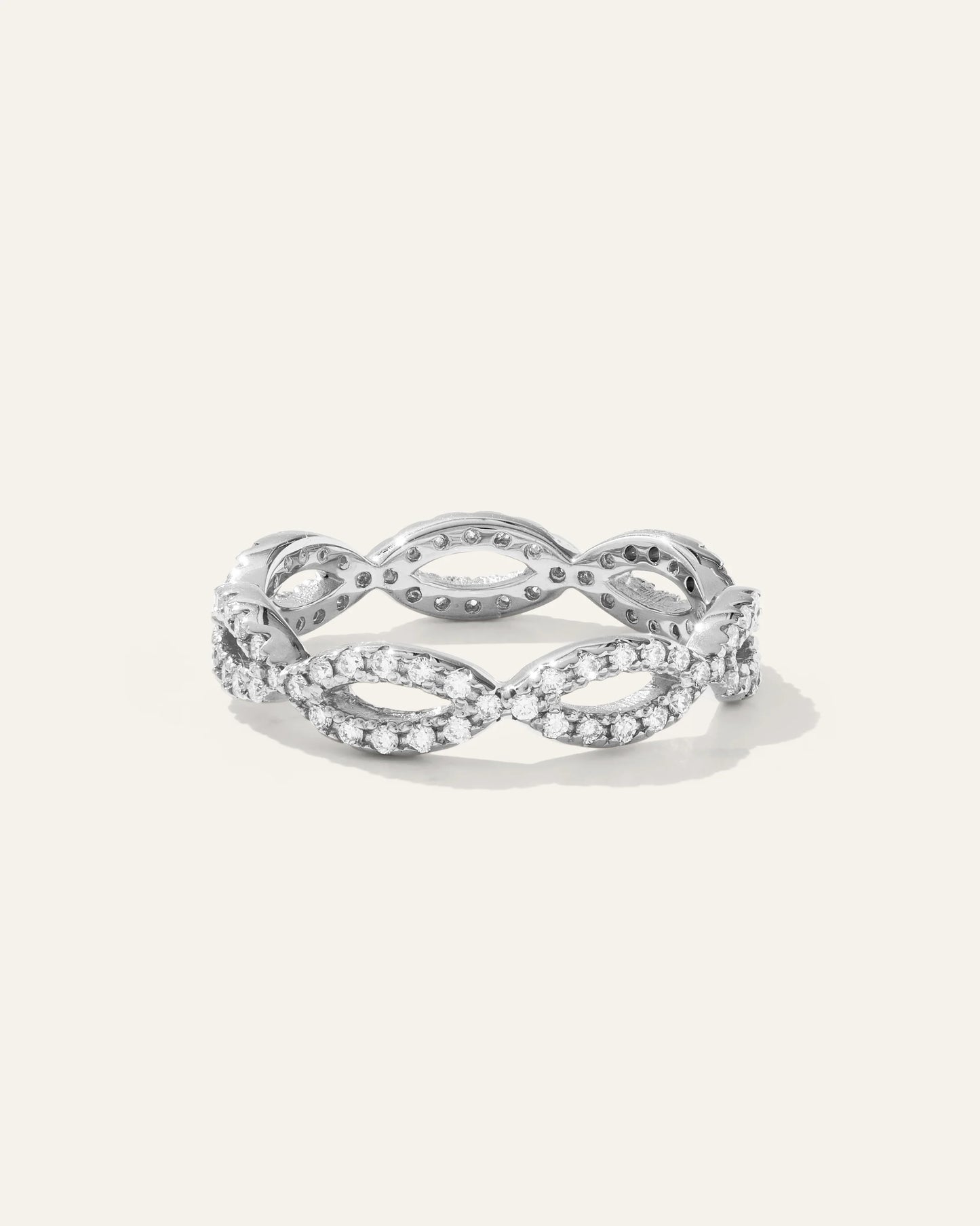 14K Gold Diamond Infinity Band - 4 / White Gold