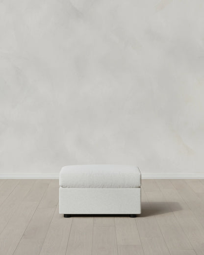Brennan Ottoman in Performance Basketweave - One Size / Flax