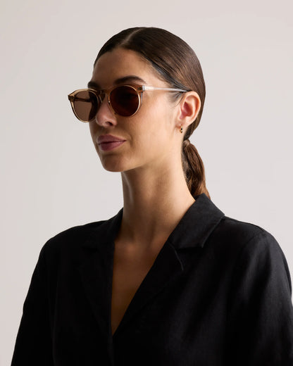 Tahiti Polarized Acetate Sunglasses - One Size / Clear Taupe with Brown lens
