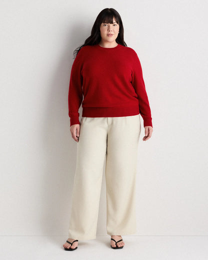 Mongolian Cashmere Crewneck Sweater - 1X / Pale Custard Yellow