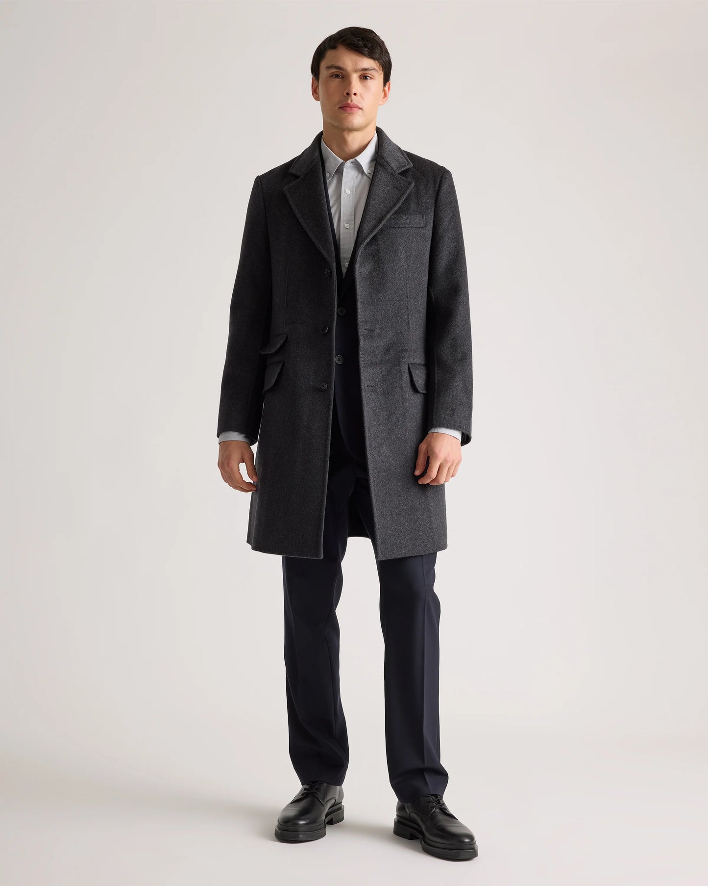 100% Mongolian Cashmere Double-Faced Overcoat - S / Heather Graphite