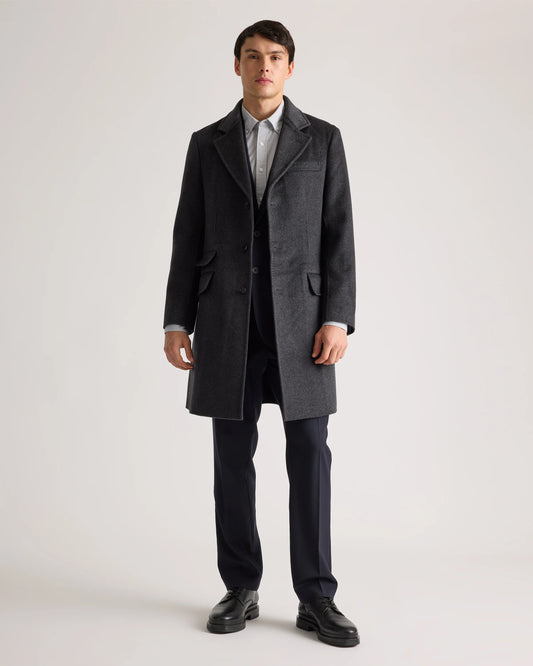 100% Mongolian Cashmere Double-Faced Overcoat - S / Heather Graphite