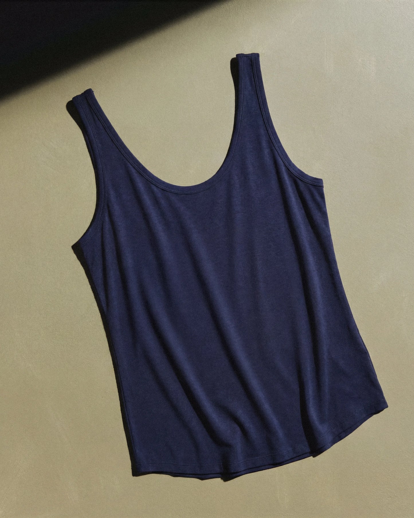 Cotton Modal Double Scoop Neck Tank - XS / Navy