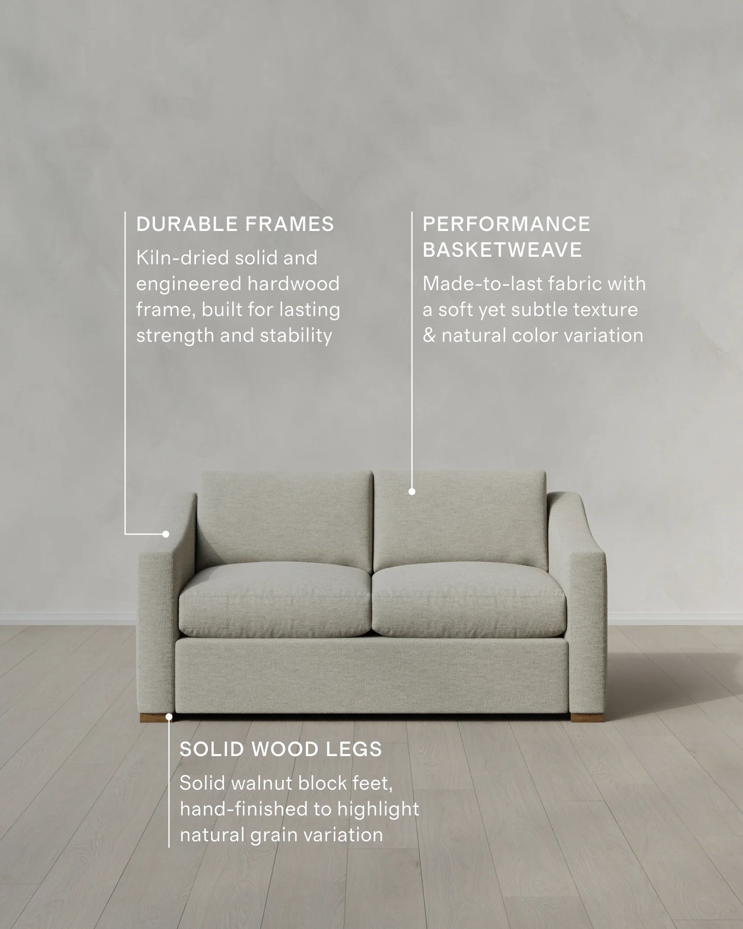 Hollis Slope Arm Sofa in Performance Basketweave - 72" / Flax