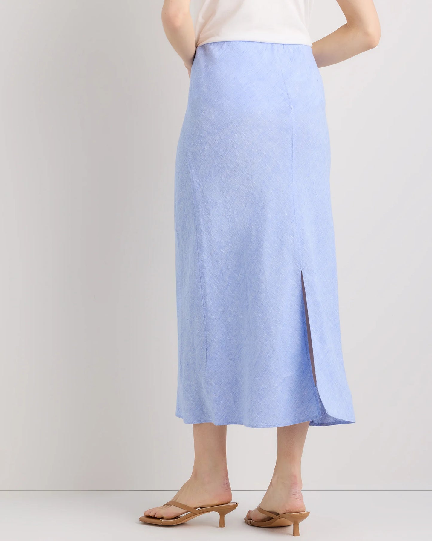 100% European Linen Midi Slip Skirt - XS / Bayberry Olive