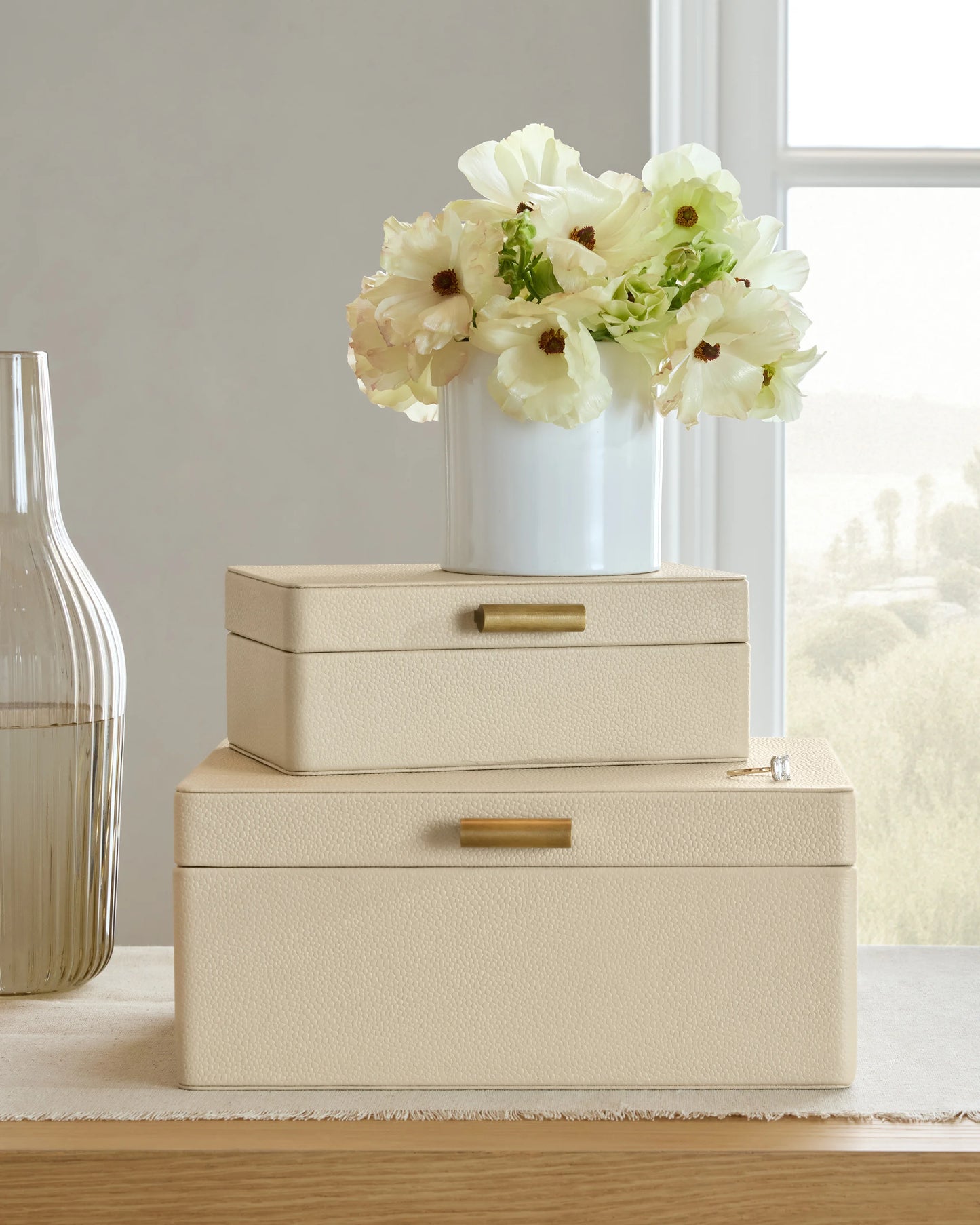 Shagreen Leather Decorative Boxes (Set of 2) - Set of 2 / Blush