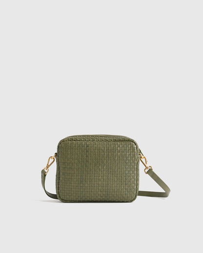 Italian Leather Handwoven Crossbody - One Size / Cognac
