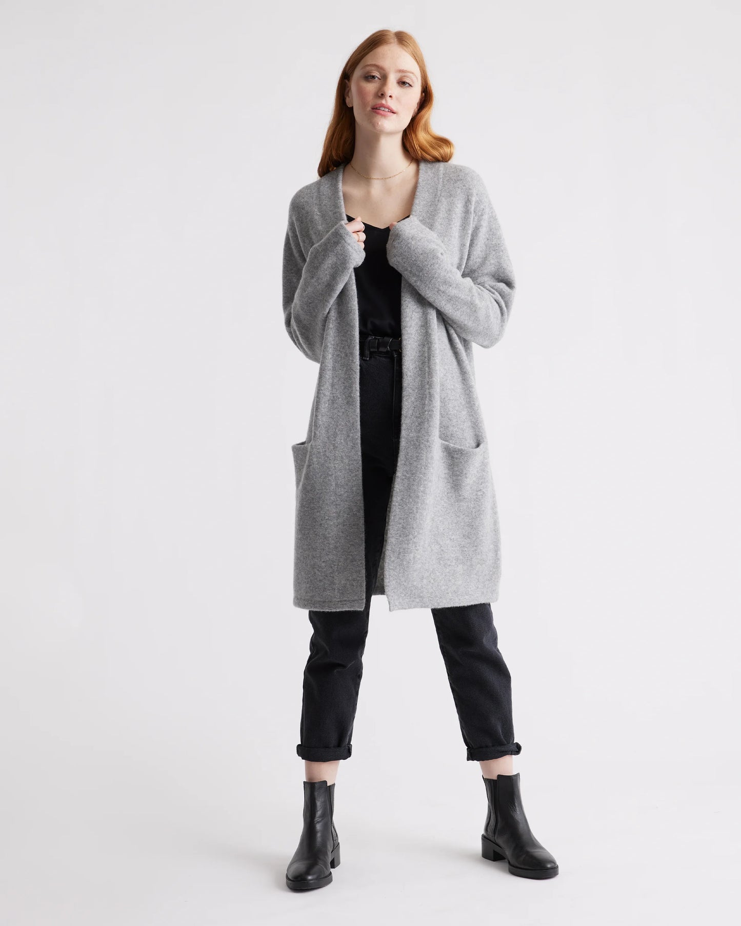 Superfine Merino Wool Sweater Coat - XS / Heather Grey